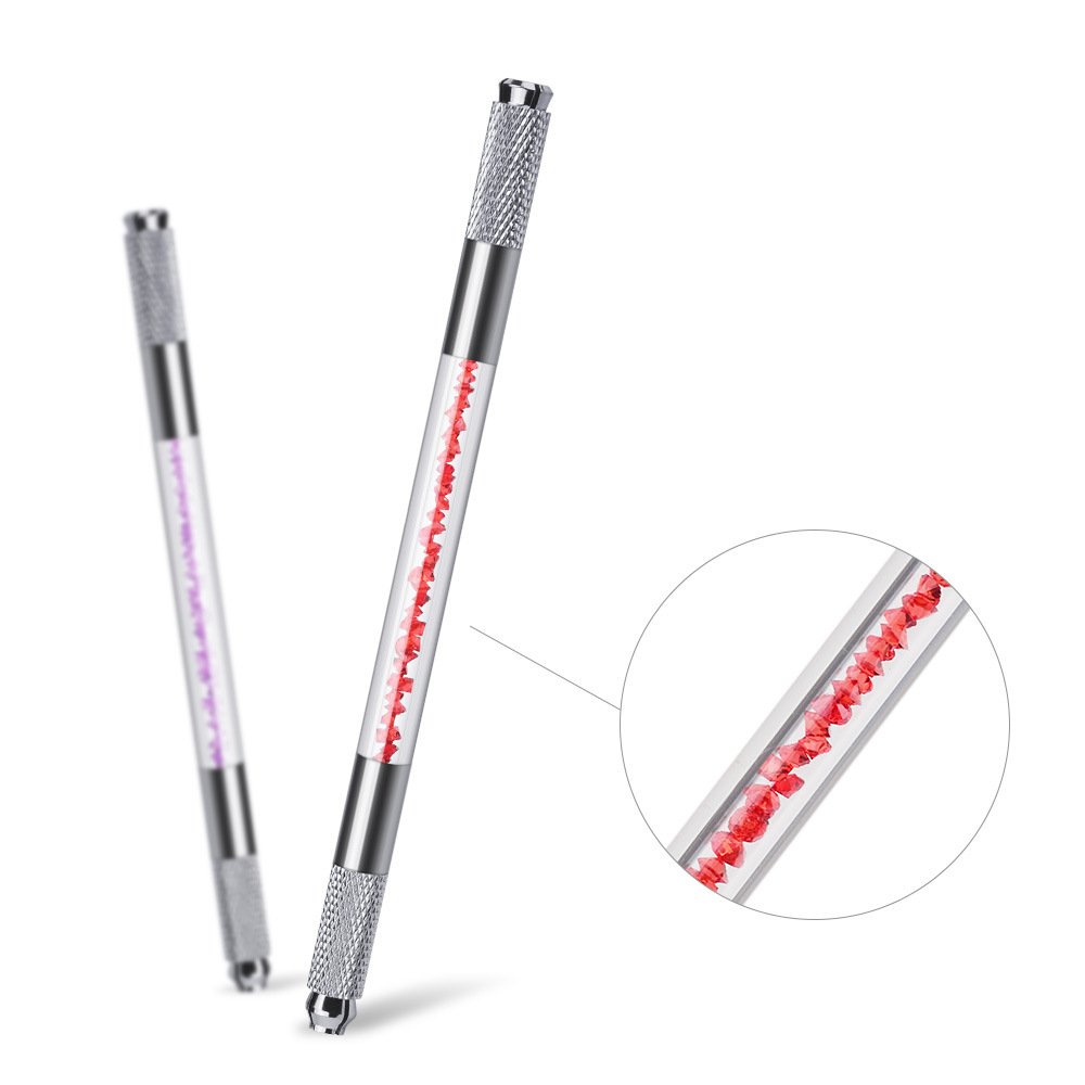 Hadiyah Wholesale High Quality Crystal Dual Head Microblading Permanent Makeup Manual Pen Eyebrow Tattoo Accessories
