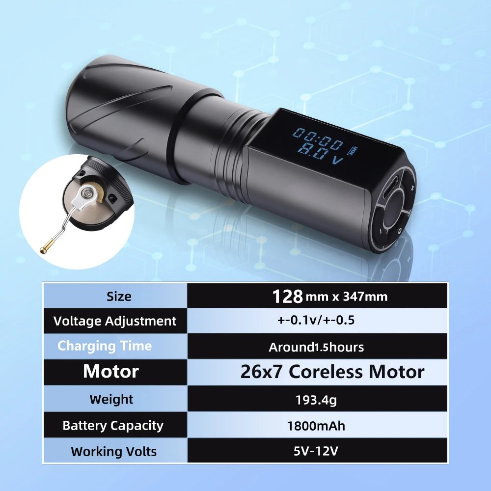 Ambition Portable Double 1800mAh Digital Display Battery Professional Wireless Tattoo Machine Pen for Permanent Makeup Body Art