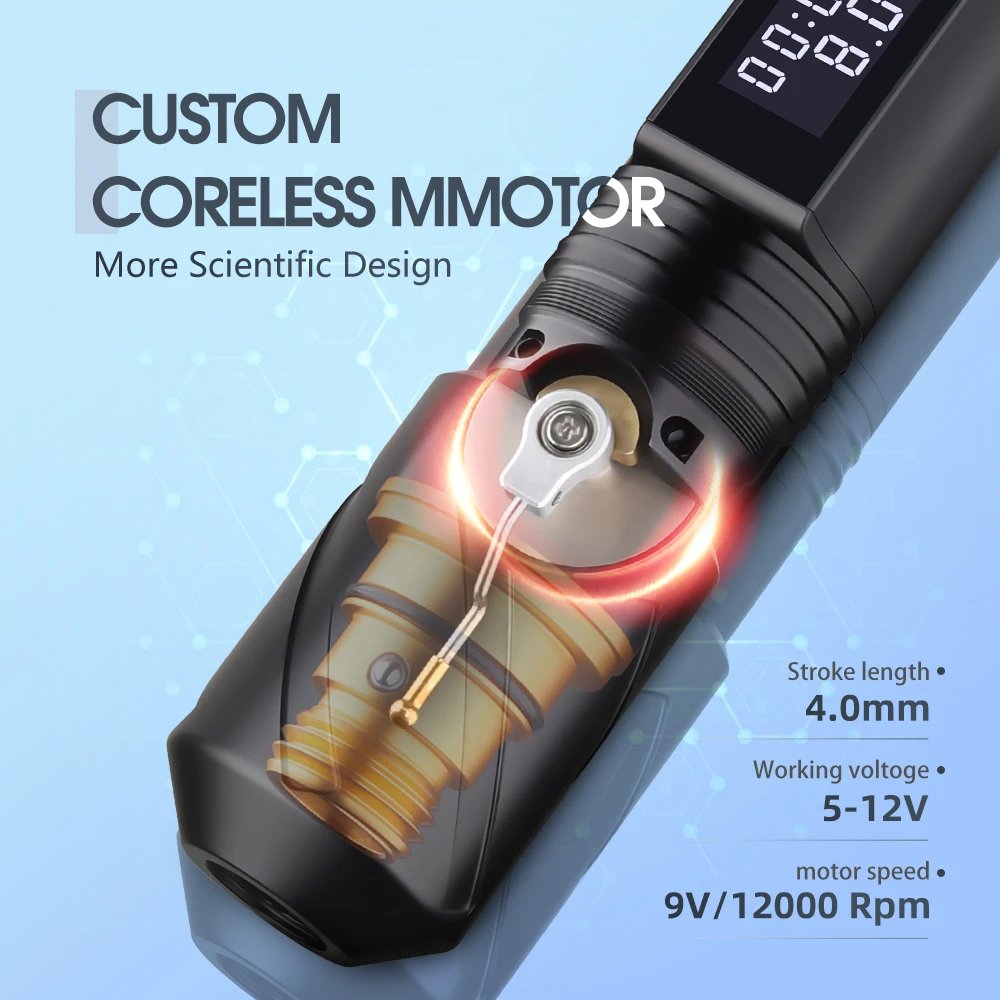 Ambition Portable Double 1800mAh Digital Display Battery Professional Wireless Tattoo Machine Pen for Permanent Makeup Body Art