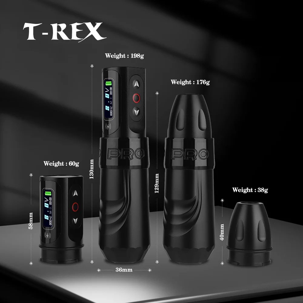 Trex Max LED Display Powerful Coreless Motor Wireless Rotary Tattoo Machine Pen with Dual Battery for Artists Body Art