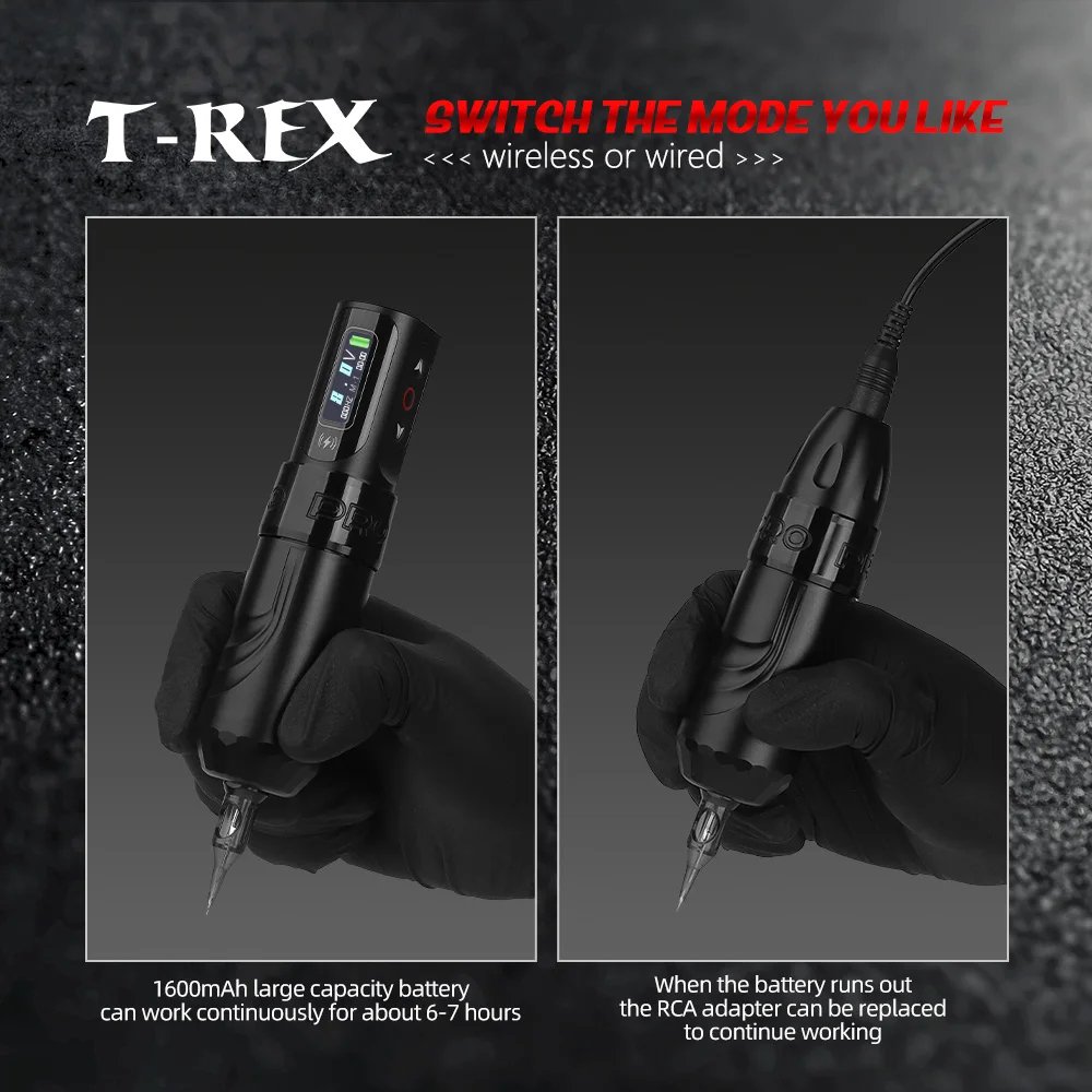 Trex Max LED Display Powerful Coreless Motor Wireless Rotary Tattoo Machine Pen with Dual Battery for Artists Body Art