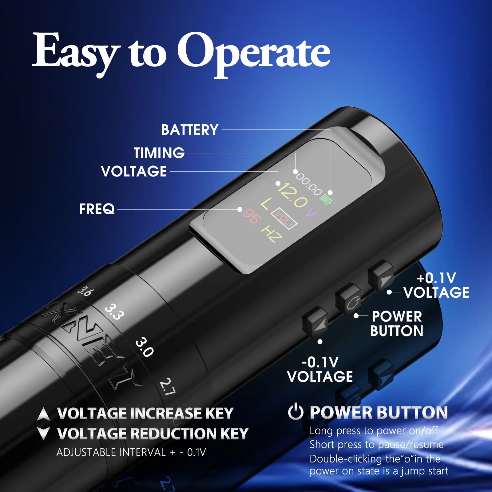 XNET Void 1800mAh Digital Display 2.4-4.2mm Adjustable Stroke Professional Wireless Tattoo Pen Machine for Artist Body Art
