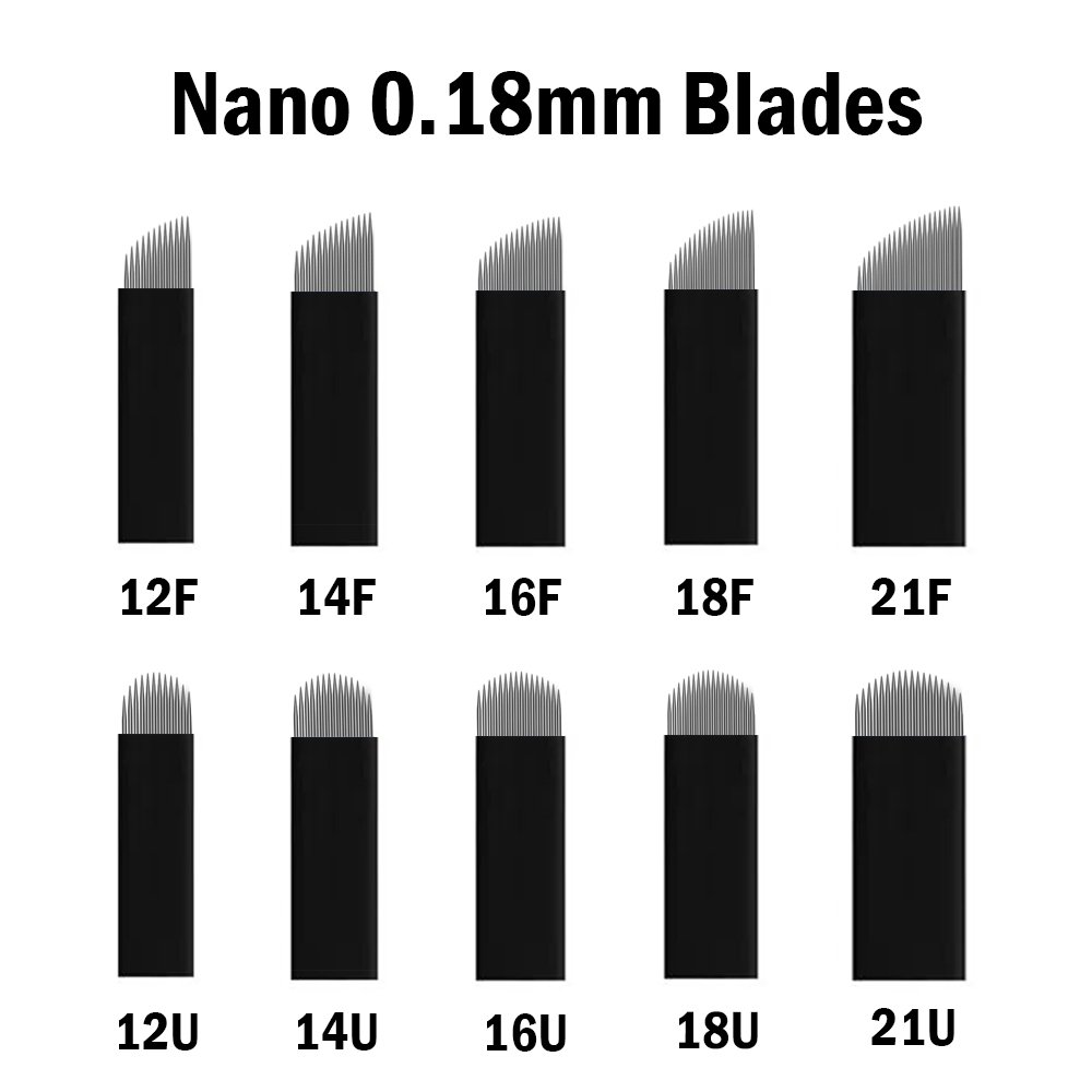 Sharpest 0.18mm Black Microblading Blade Needles Nano 3D Embroidery Permanent Makeup Tattoo Manual Eyebrow Blades 50pcs/Box