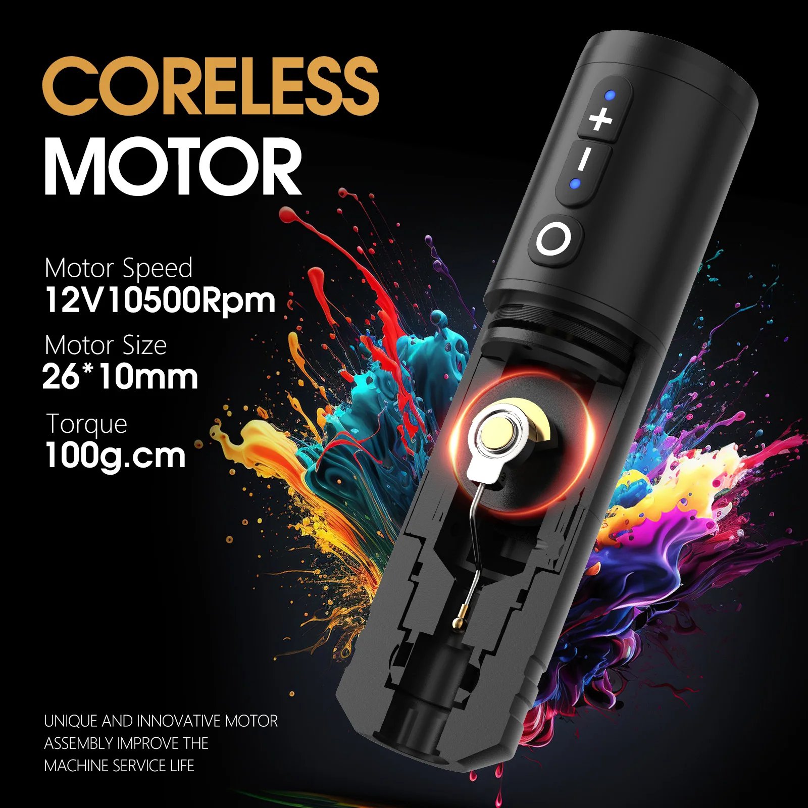 Ambition Ninja 2400mAh 4mm/3.5mm Stroke Digital Display Professional Wireless Rotary Tattoo Pen Machine for Body Art