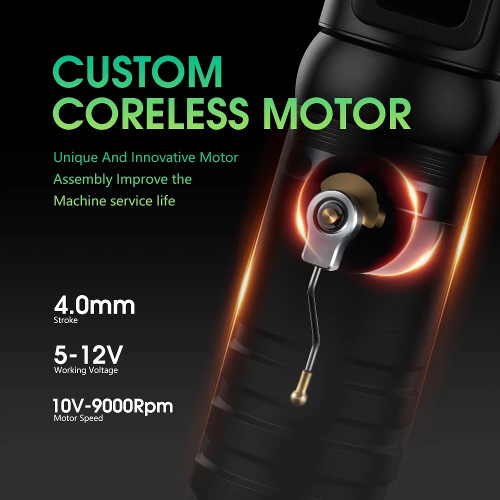 XNET Flash 2400mAh Coreless Motor 4mm Stroke Wireless Pentype Tattoo Machine Set Rotary Tattoo Kit with 40pcs Cartridge Needle