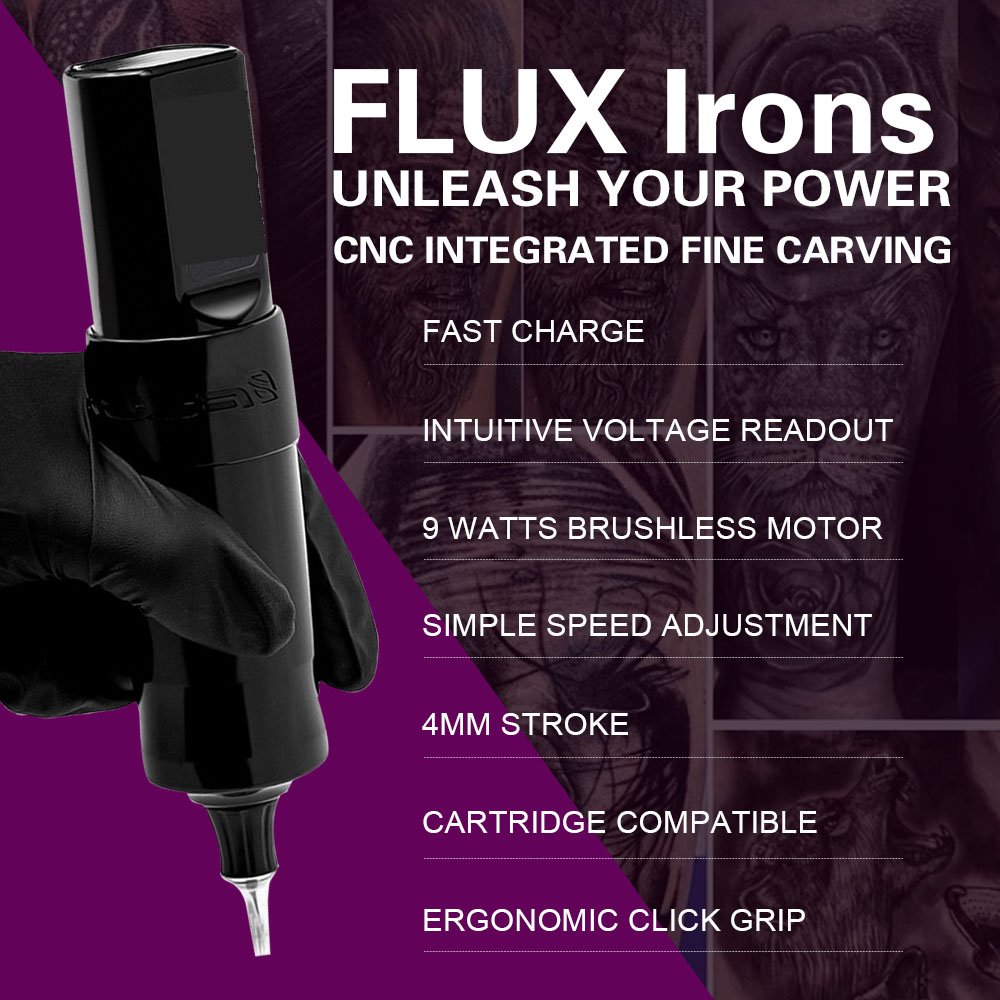 Custom Logo Cordless Adjustable Stroke FLUX FK Iron Max Mini Gun Professional Wireless Tattoo Machine Pen for Sale Beginners