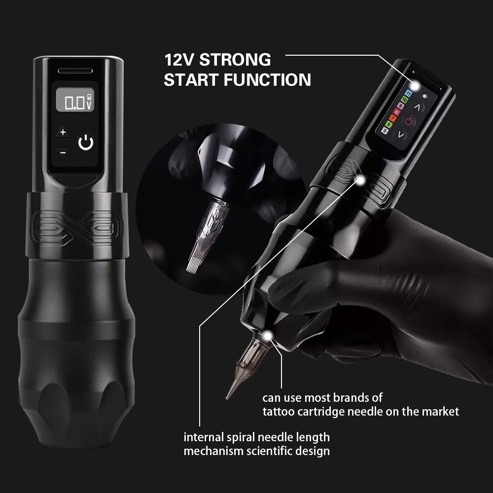 Custom Logo Cordless Adjustable Stroke FLUX FK Iron Max Mini Gun Professional Wireless Tattoo Machine Pen for Sale Beginners