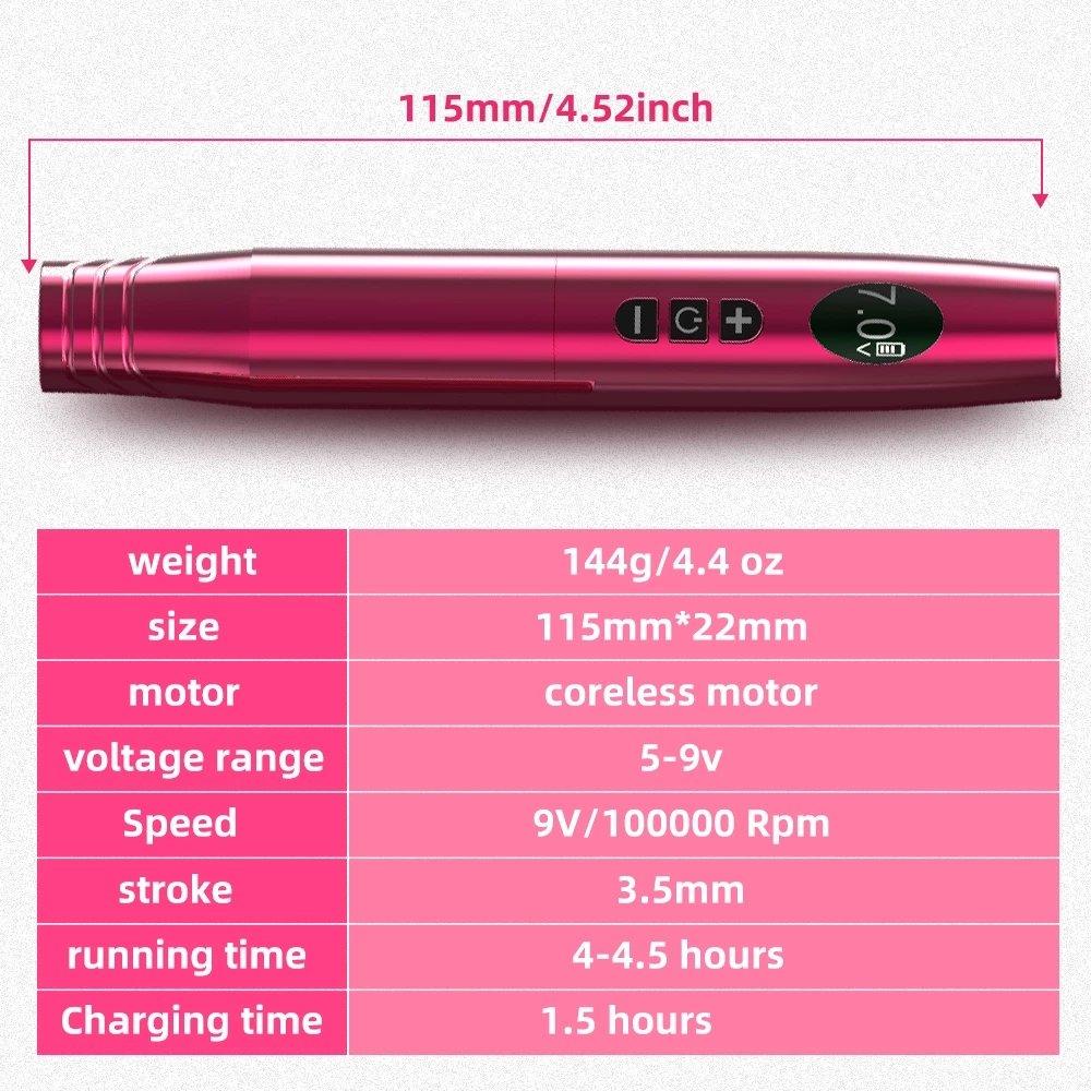 XNET 900mAh 3.5mm Stroke Eyebrow Lip Eyeline Wireless Rotary Tattoo Pen Machine for Permanent Makeup