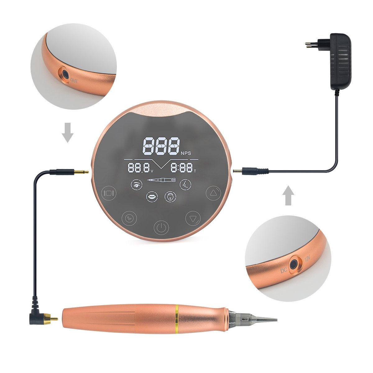 Professional Popular P90 Eyebrows Permanent Makeup Portable Round Rotary Pen Training Pmu Tattoo Machine Microblading Kit