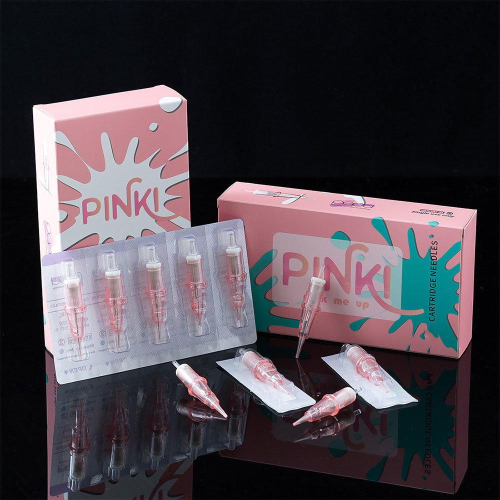 POPU Pinki Single Row 5M1C RM Curved Magnum Permanent Makeup Tattoo Needle Cartridges with Membrane Wholesale CE Certified
