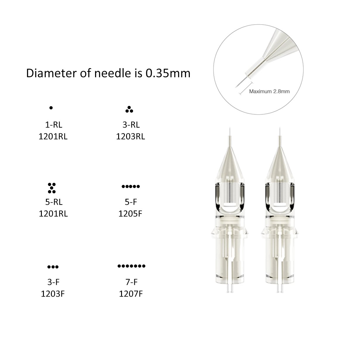 Boxed 1RL Sterilized Mast Tattoo Pro Tattoo Cartridge Needles Supply Permanent Makeup Needles Round Liner 0.35mm