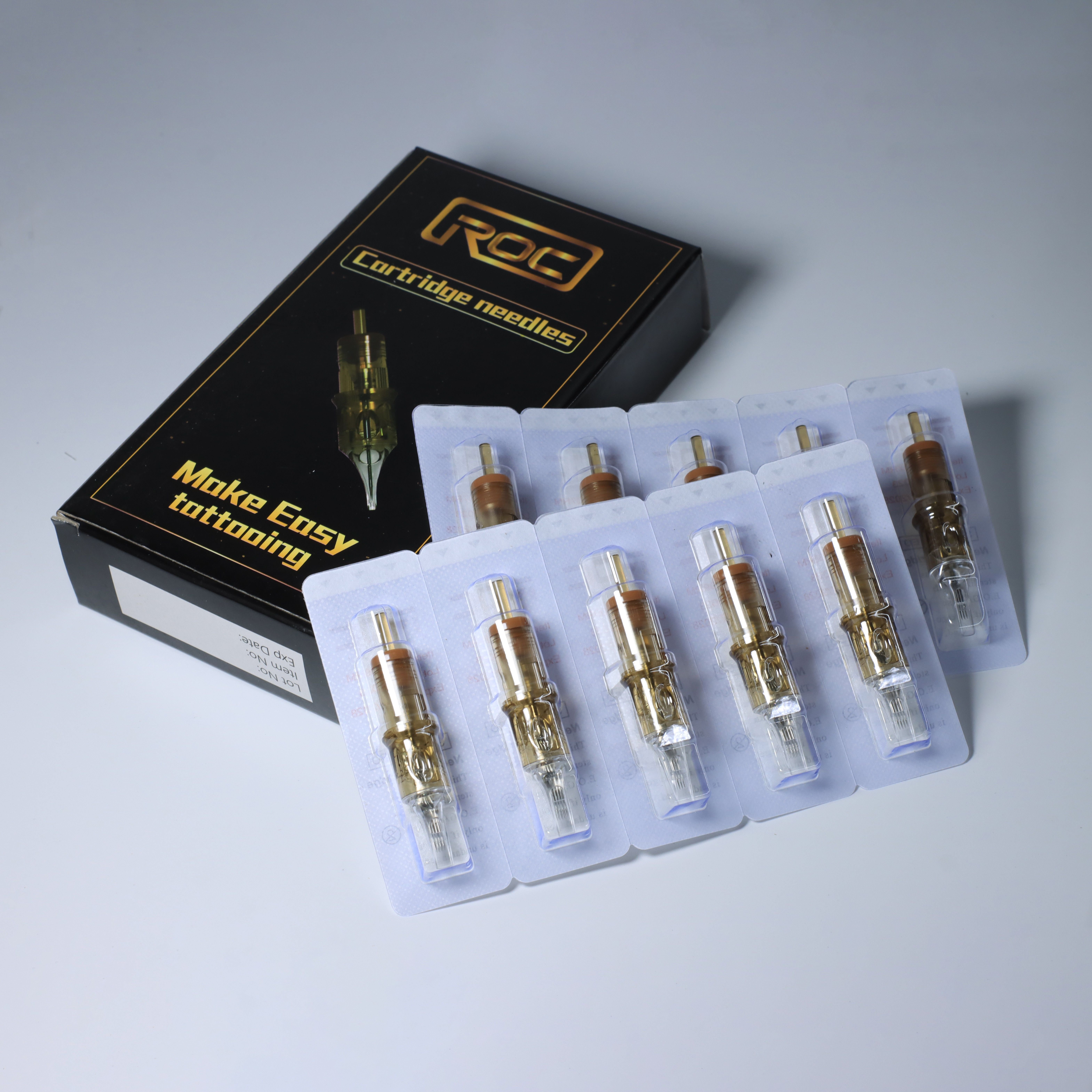 Gold Tattoo Cartridge Needle Eo Gas Sterilized 20 pcs OEM 9 Pin Needle Cartridge Universal Tattoo Cartridge Needles Long Taper