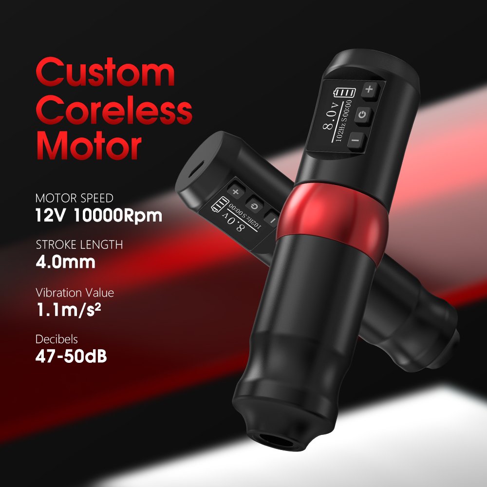 XNET Shark 1800mAh 4mm Stroke Portable Professional Coreless Motor Tattoo Gun Wireless Tattoo Machine Pen for Body Art