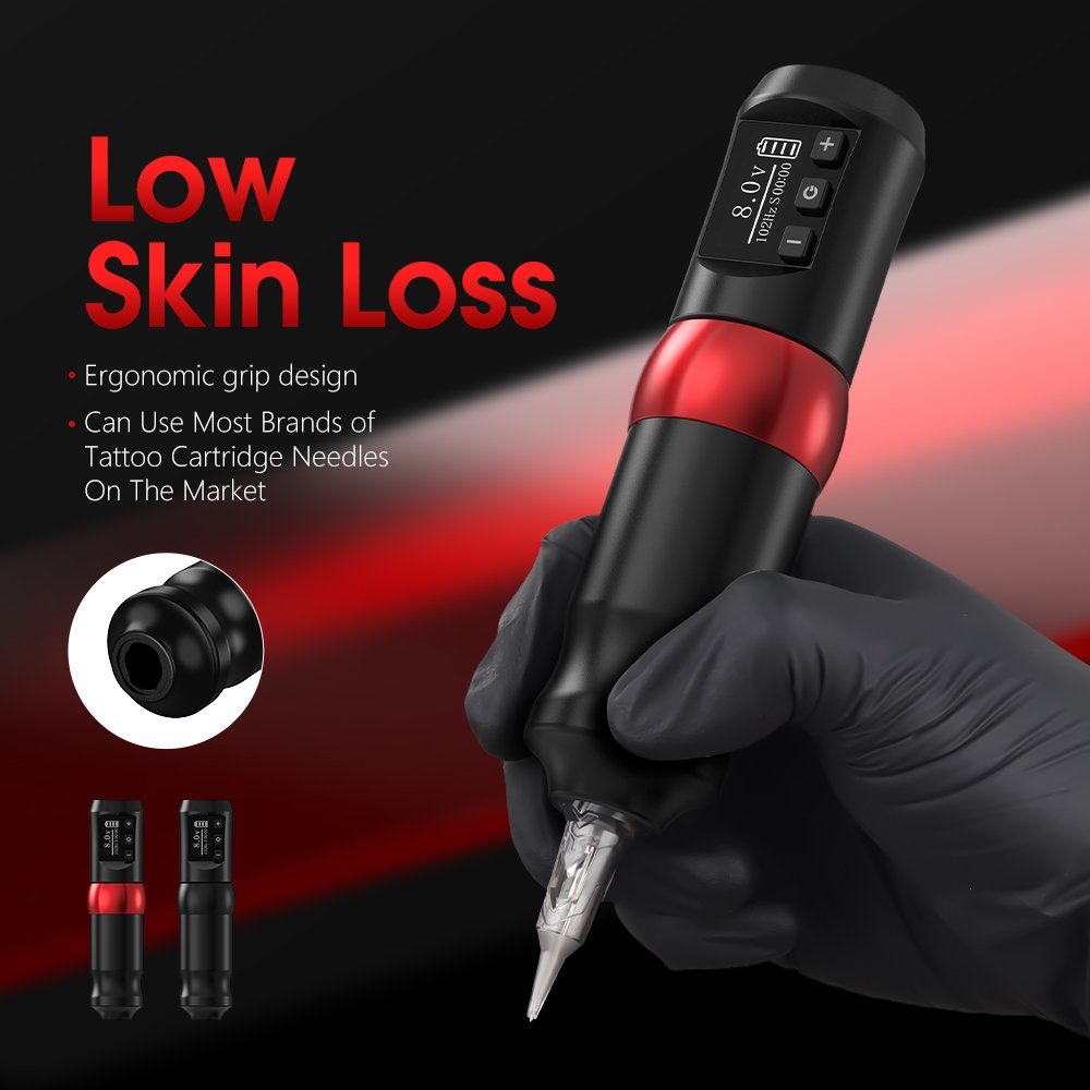 XNET Shark 1800mAh 4mm Stroke Portable Professional Coreless Motor Tattoo Gun Wireless Tattoo Machine Pen for Body Art