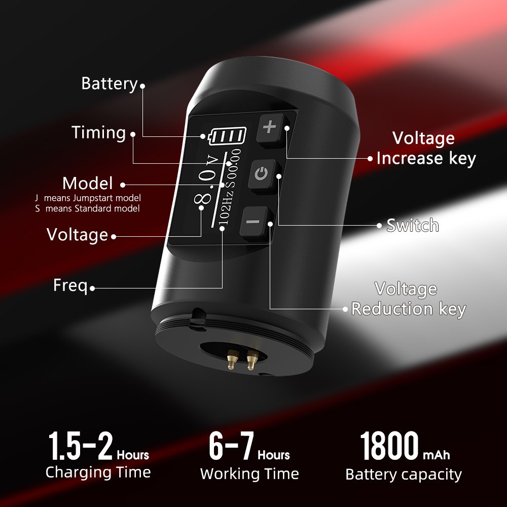 XNET Shark 1800mAh 4mm Stroke Portable Professional Coreless Motor Tattoo Gun Wireless Tattoo Machine Pen for Body Art
