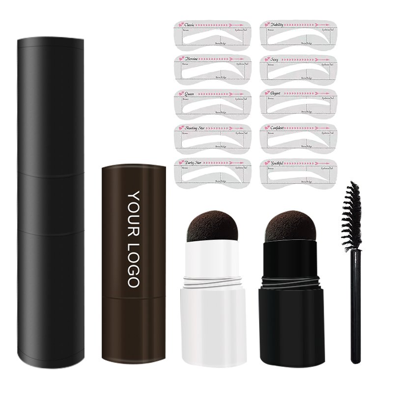 Waterproof powder eyebrow stamp set shaping private label eye brow stamp kit one step stamp brow