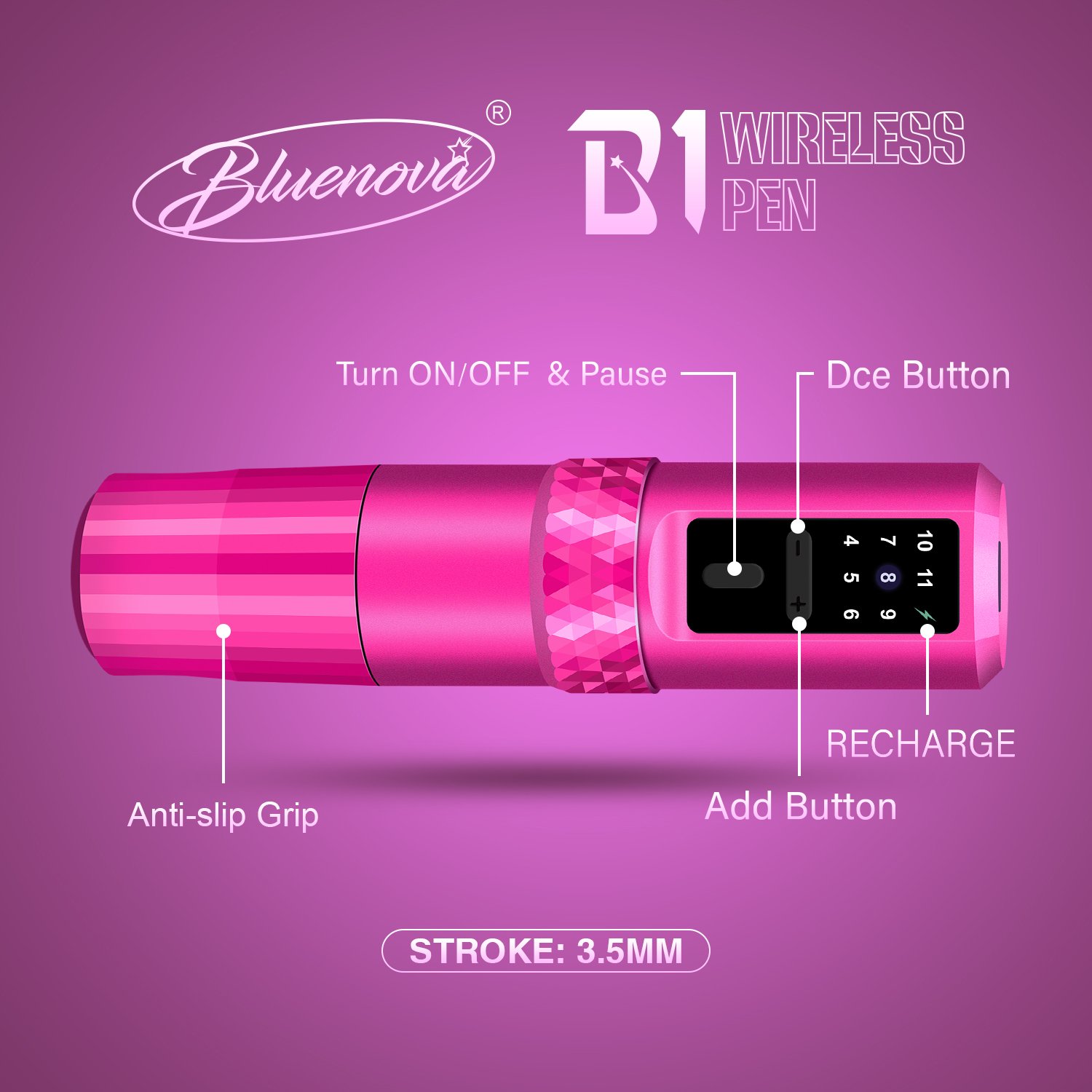 Wireless High Quality Pink Tattoo Pen Machine Permanent Makeup Machine For Tattoo Shop