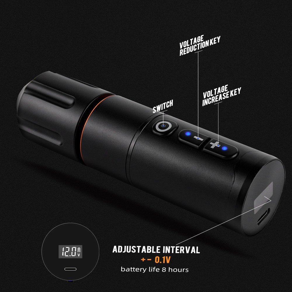 Ambition Typhoon Electric Digital Display Tattoo Gun Wireless Permanent Makeup Rotary Tattoo Pen Machine for Body Art