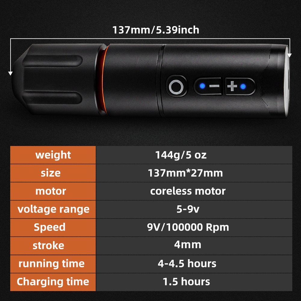 Ambition Typhoon Electric Digital Display Tattoo Gun Wireless Permanent Makeup Rotary Tattoo Pen Machine for Body Art