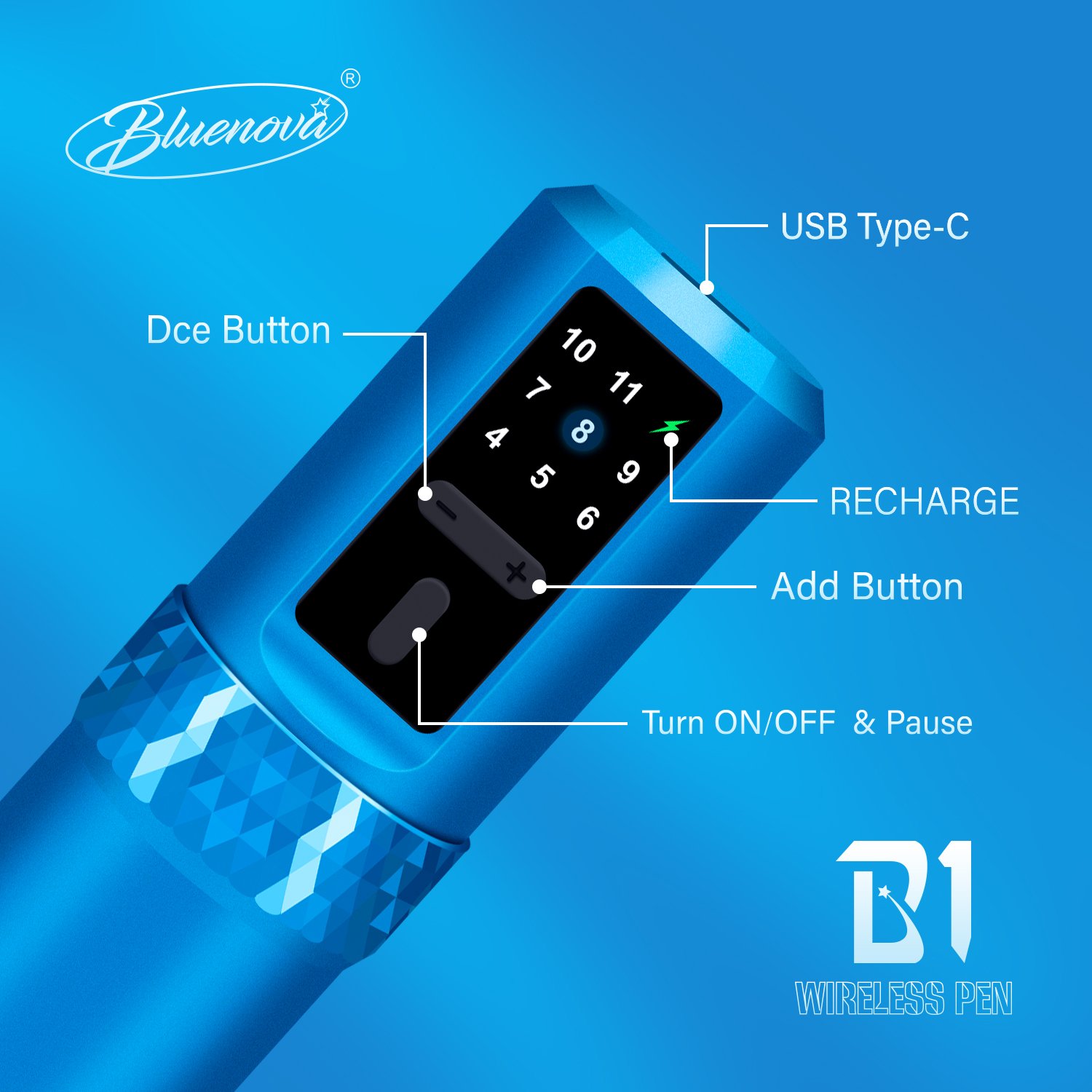 New Arrival Digital Display Electric Tattoo Gun Wireless Rotary Tattoo Pen Machine for Tattoo Artist