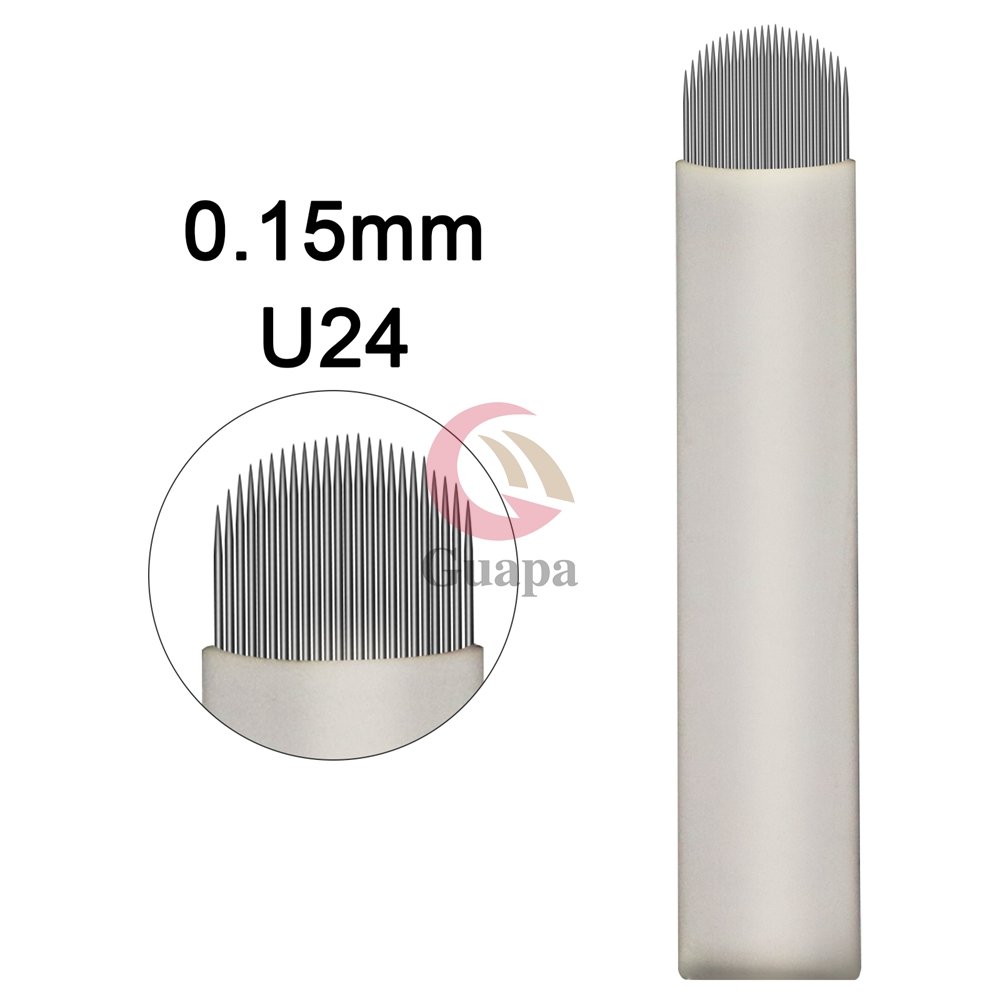 Hot Disposable White Microblading Needles 24U Shape 0.15mm Nano Blades Permanent Makeup Supplies Manual Eyebrow Shading Blades