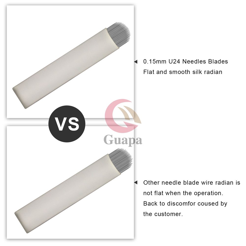 Hot Disposable White Microblading Needles 24U Shape 0.15mm Nano Blades Permanent Makeup Supplies Manual Eyebrow Shading Blades