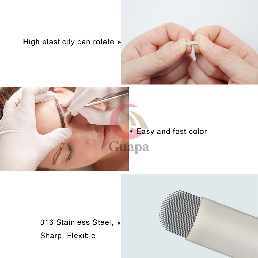 Hot Disposable White Microblading Needles 24U Shape 0.15mm Nano Blades Permanent Makeup Supplies Manual Eyebrow Shading Blades