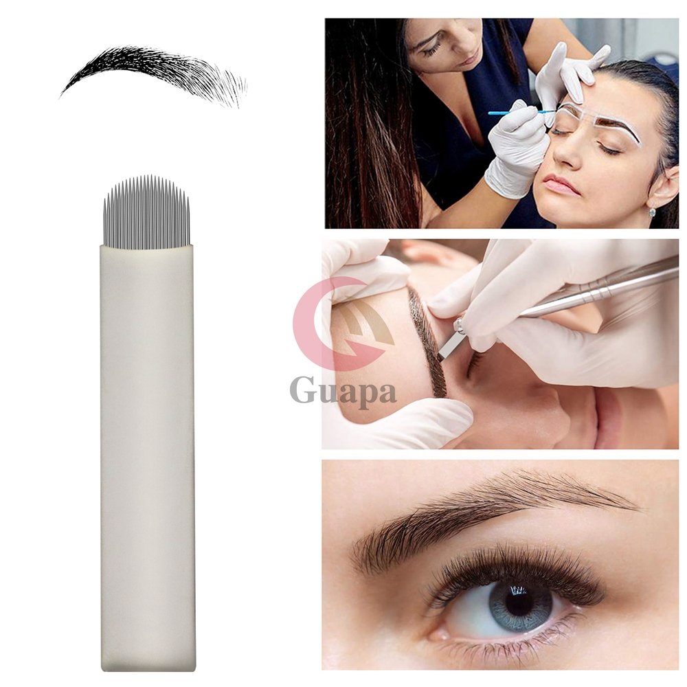 Hot Disposable White Microblading Needles 24U Shape 0.15mm Nano Blades Permanent Makeup Supplies Manual Eyebrow Shading Blades
