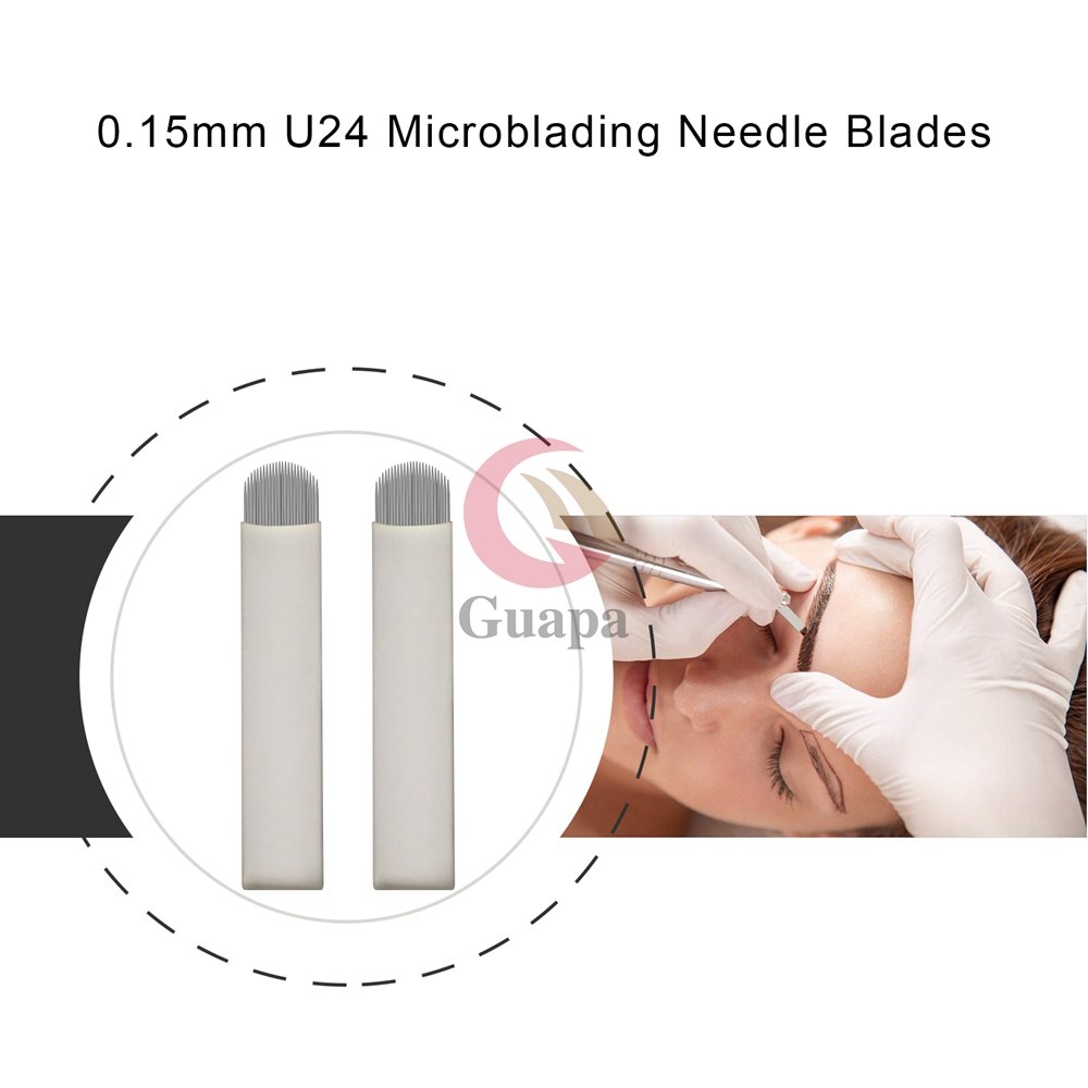 Hot Disposable White Microblading Needles 24U Shape 0.15mm Nano Blades Permanent Makeup Supplies Manual Eyebrow Shading Blades