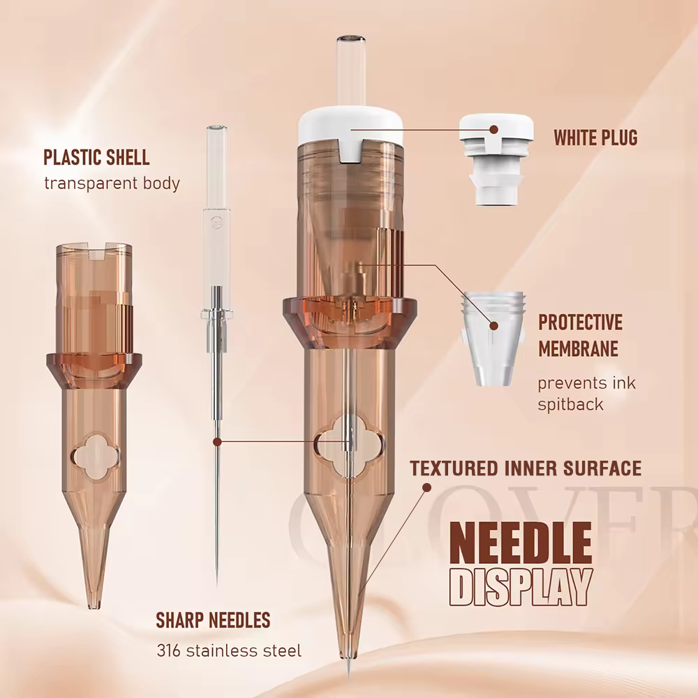 POPU Clover 0803RS 0803F 0805CF Textured Inner Surface of Tip CE Certified Disposable Permanent OEM Tattoo Needles Cartridges