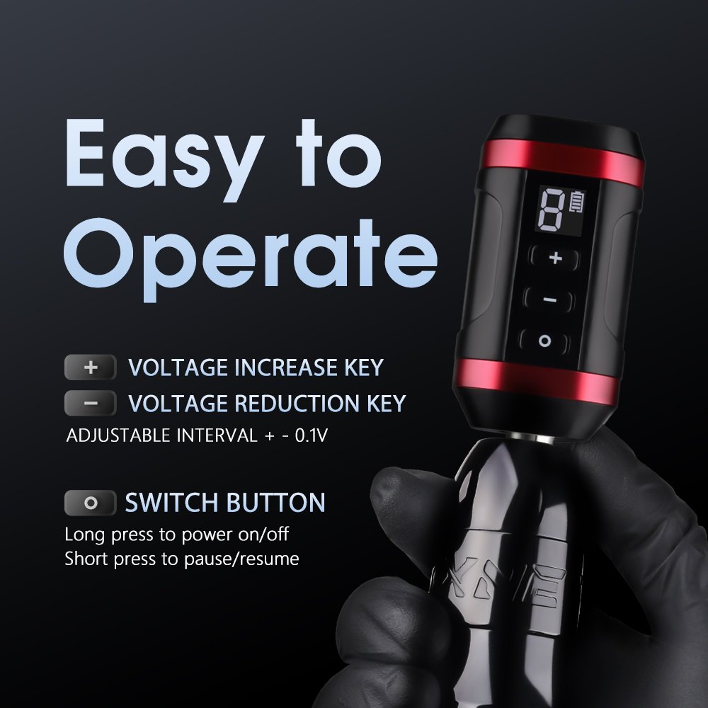 XNET Sita Powerful Brushless Motor 3.5-4.0-4.5mm Stroke Rotary Tattoo Machine Pen Kit with RCA Battery for Artists Body Art