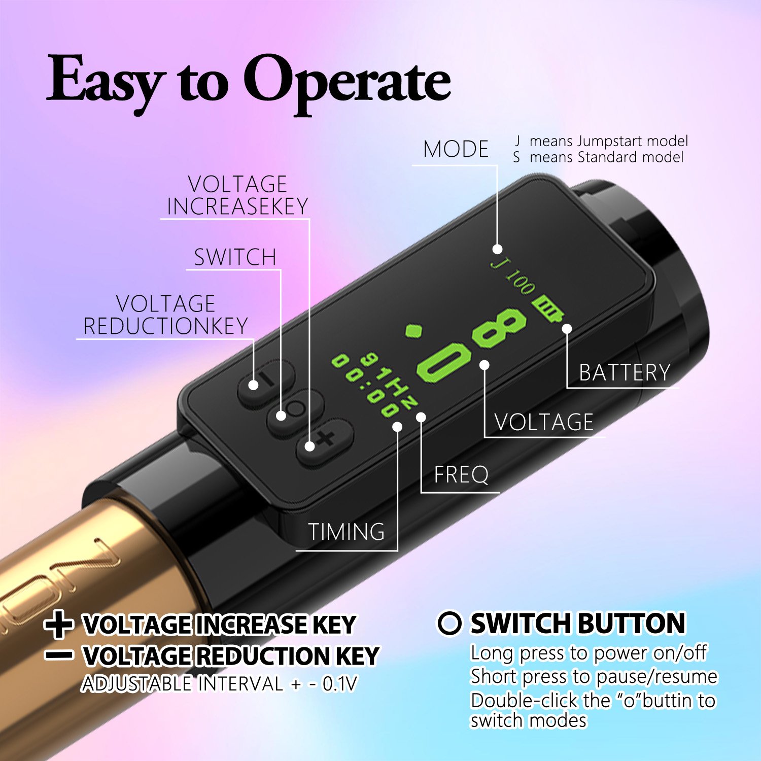 Ambition Tiny 3.5mm Stroke RCA Eyeliner Scalp Eyebrows Lips Permanent Makeup Rotary Tattoo Machine Pen Kit with RCA Mini Battery