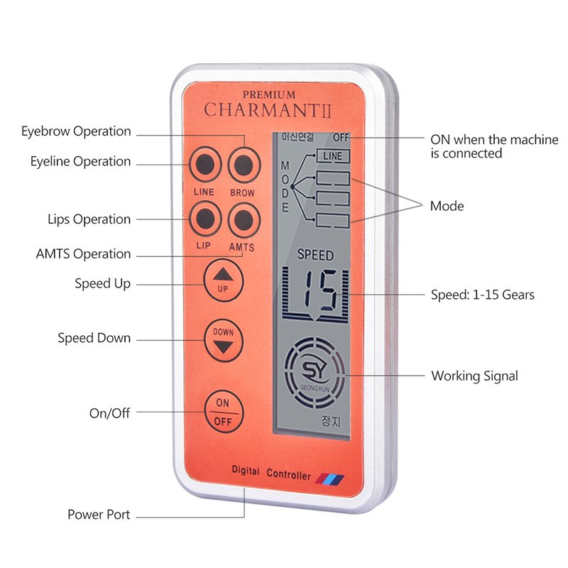 Digital Charmant II Microblading Permanent Makeup Pen Kit MTS Micropigmentation Tattoo Machine Set with 10pcs Cartridge Needles