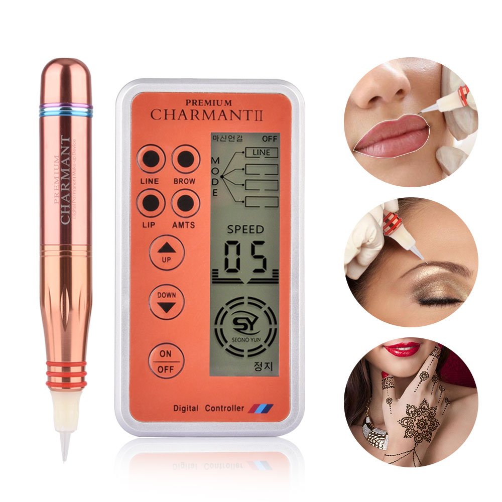 Digital Charmant II Microblading Permanent Makeup Pen Kit MTS Micropigmentation Tattoo Machine Set with 10pcs Cartridge Needles