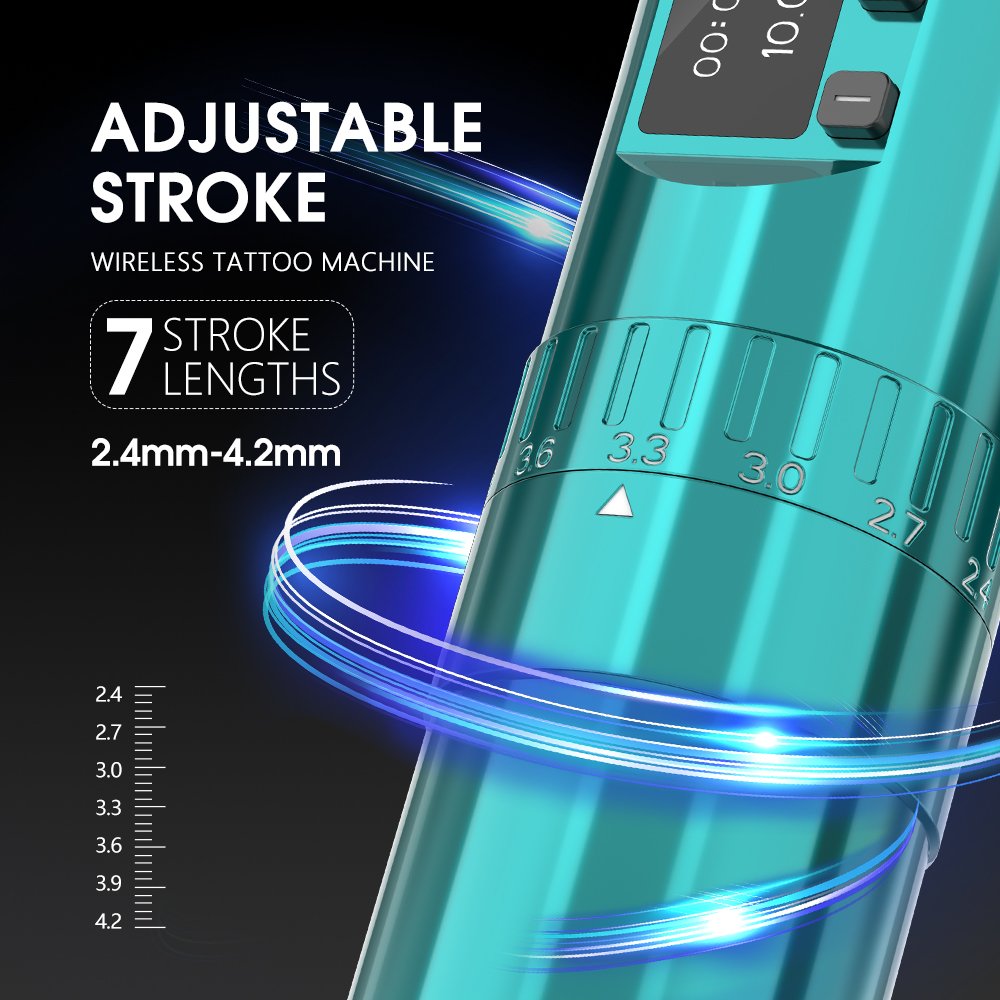 Ambition Trex 2.4-4.2mm Adjustable Stroke Professional Powerful Coreless Motor Wireless Tattoo Machine for Artists Body Art