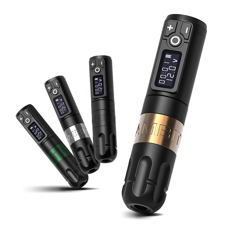 Ambition Soldier Adjustable Stroke Digital Electric Battery Rotary Custom Pen Type Gun Full Complete Kit Wireless Tattoo Machine