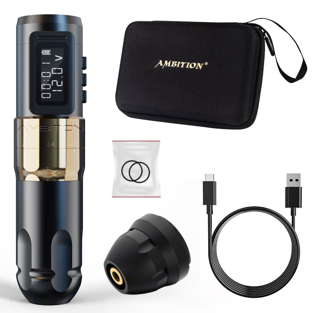 Ambition Mars Digital Display Wireless Tattoo Machine Pen Adjustable Stroke 2.2-2.6-3.0-3.4-3.8-4.2mm for Tattoo Artists