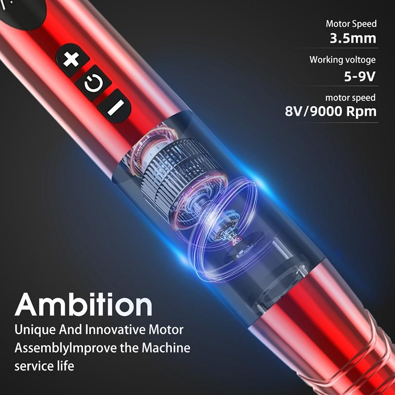 Ambition P M U Machine 3.5mm Stroke Wireless Permanent Makeup Microblading Pen Machine for Eyeliner Lip Scalp and Small Tattoo