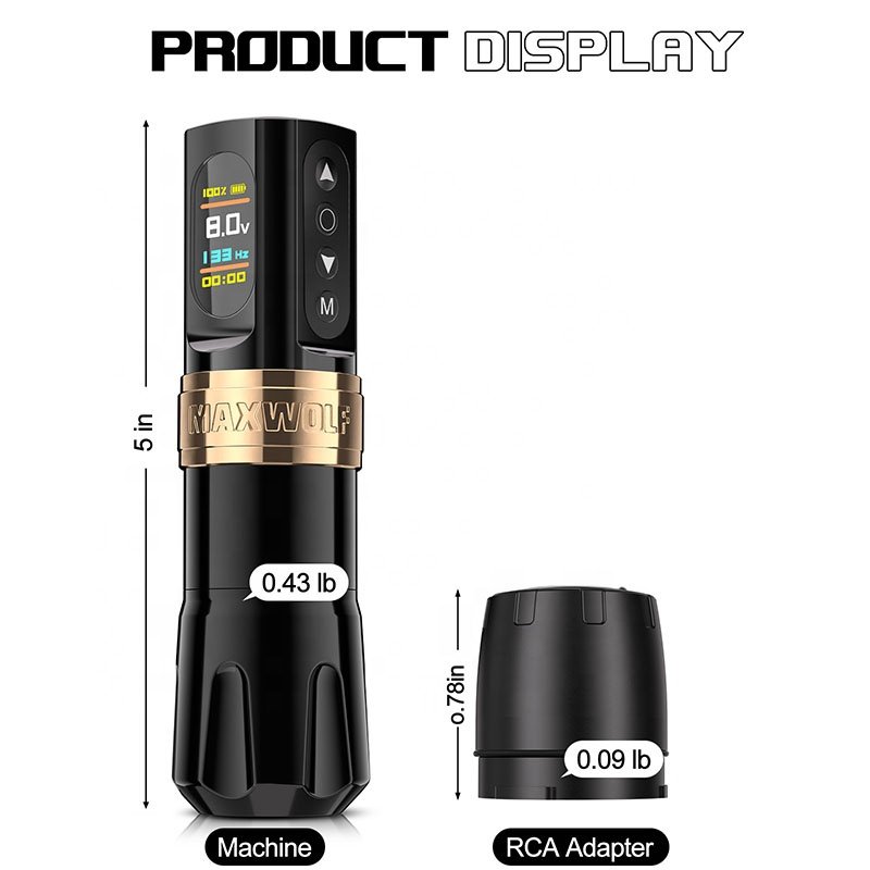 Maxwolf Portable Electric Flux Adjustable Stroke Eyebrow Tattoo Gun Pen Coreless Motor Rotary Wireless Kit Tattoo Machine