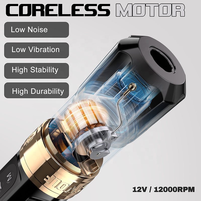 Maxwolf Portable Electric Flux Adjustable Stroke Eyebrow Tattoo Gun Pen Coreless Motor Rotary Wireless Kit Tattoo Machine