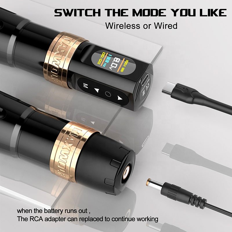 Maxwolf Portable Electric Flux Adjustable Stroke Eyebrow Tattoo Gun Pen Coreless Motor Rotary Wireless Kit Tattoo Machine