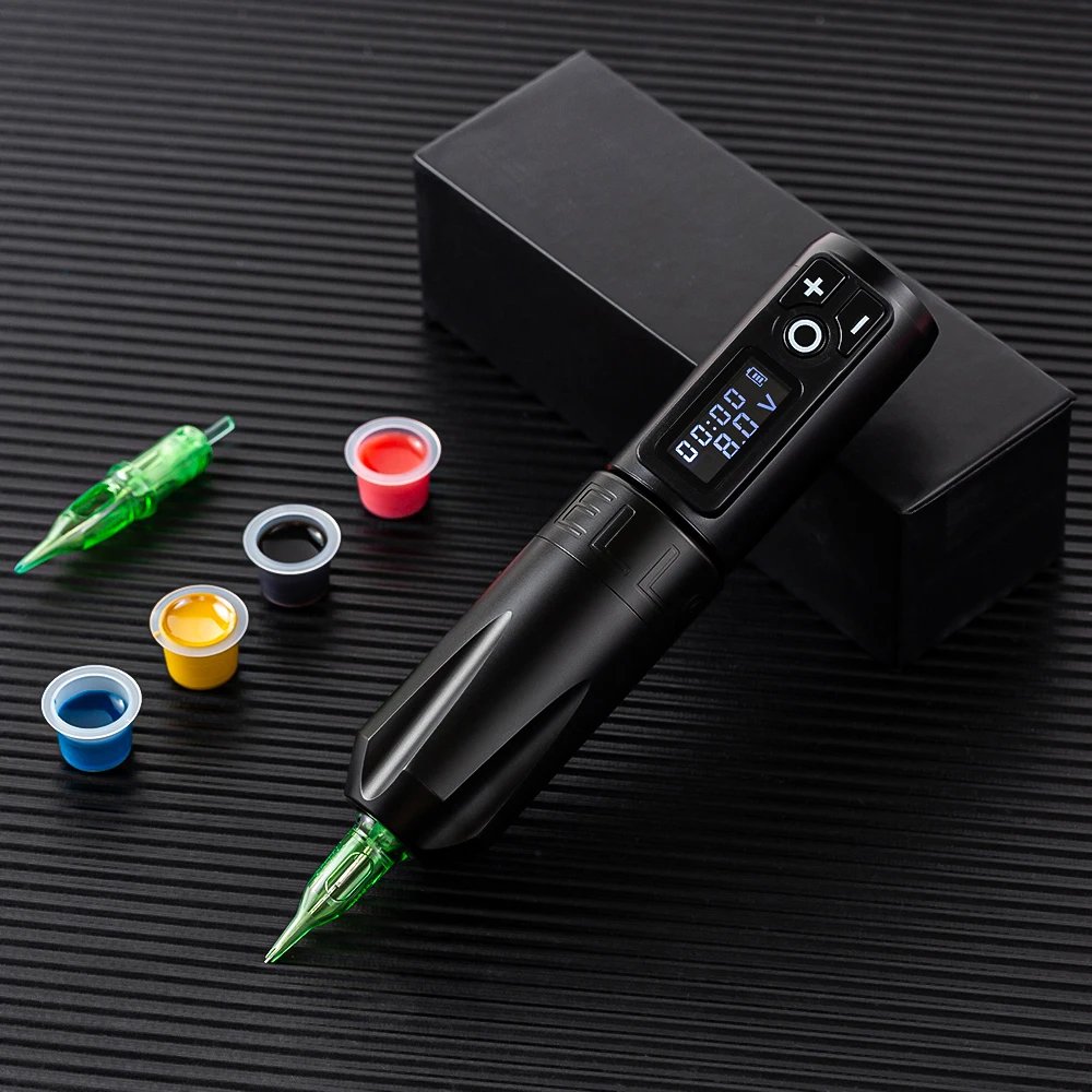 Ambition Trident 2400mAh 4mm Stroke Professional Wireless Rotary Tattoo Pen Gun Machine with Double Battery for Body Art