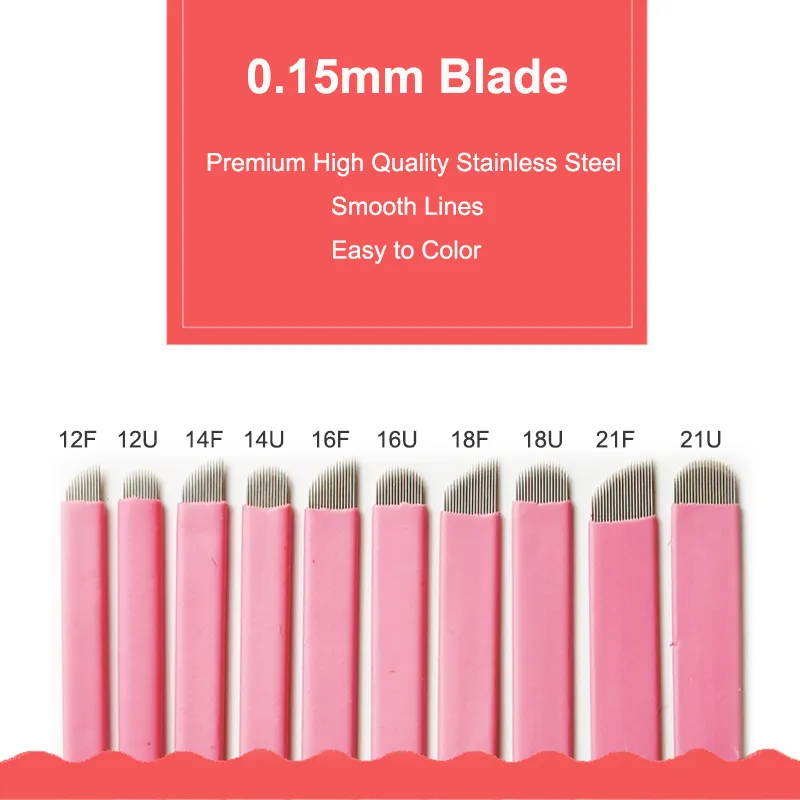 Pink Disposable Microblading Accessories Nano 0.15mm Eyebrow Embroidery Needle Micro Scalpel Blade 316 Stainless Steel Guangdong
