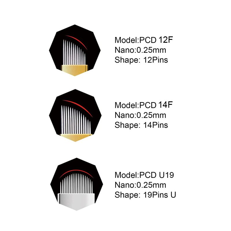 PCD 12F 14F 19U Manual Microblading Blades Permanent Makeup Eyebrow Tattoo Curved Needles