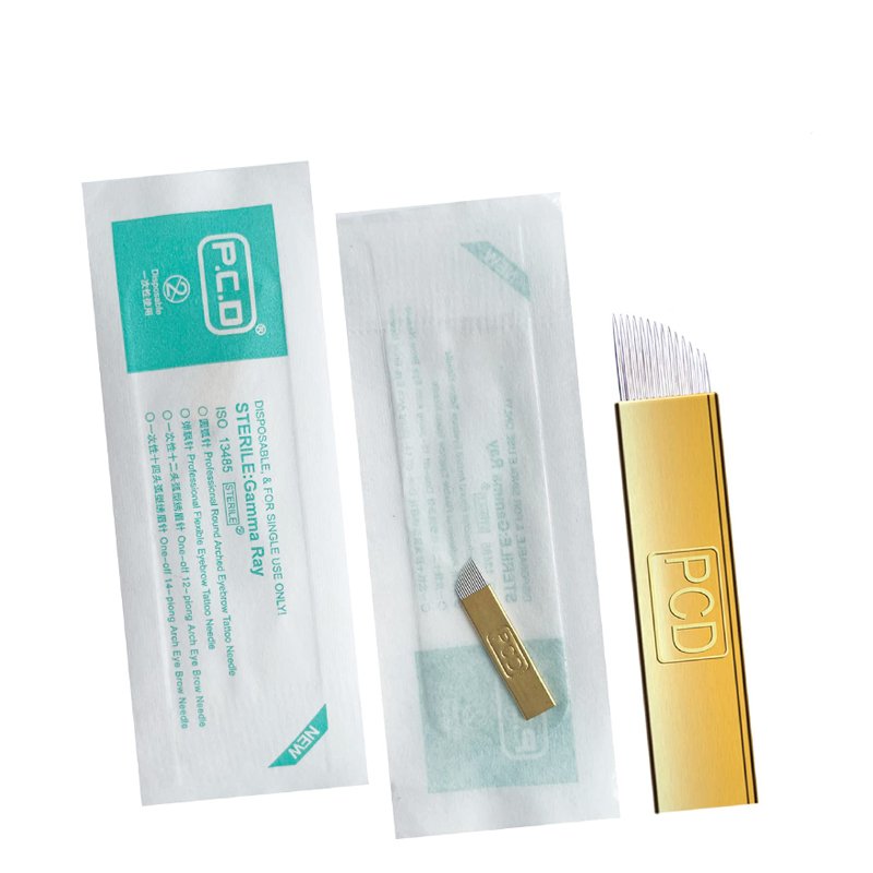 PCD 12F 14F 19U Manual Microblading Blades Permanent Makeup Eyebrow Tattoo Curved Needles