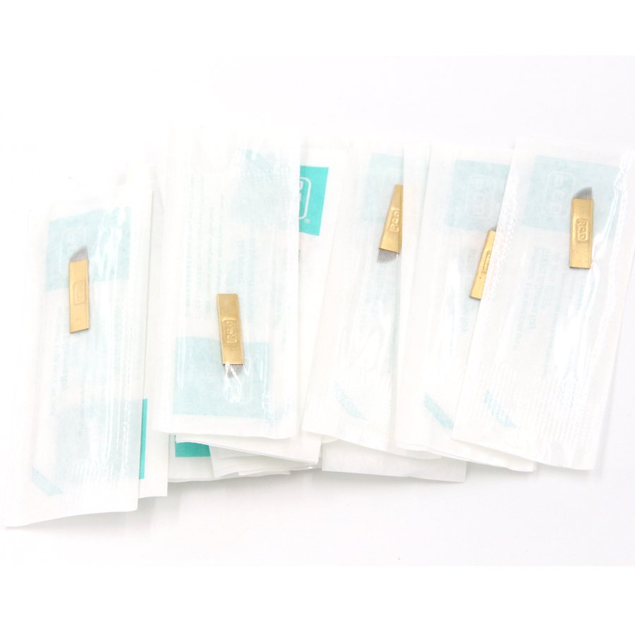 PCD 12F 14F 19U Manual Microblading Blades Permanent Makeup Eyebrow Tattoo Curved Needles