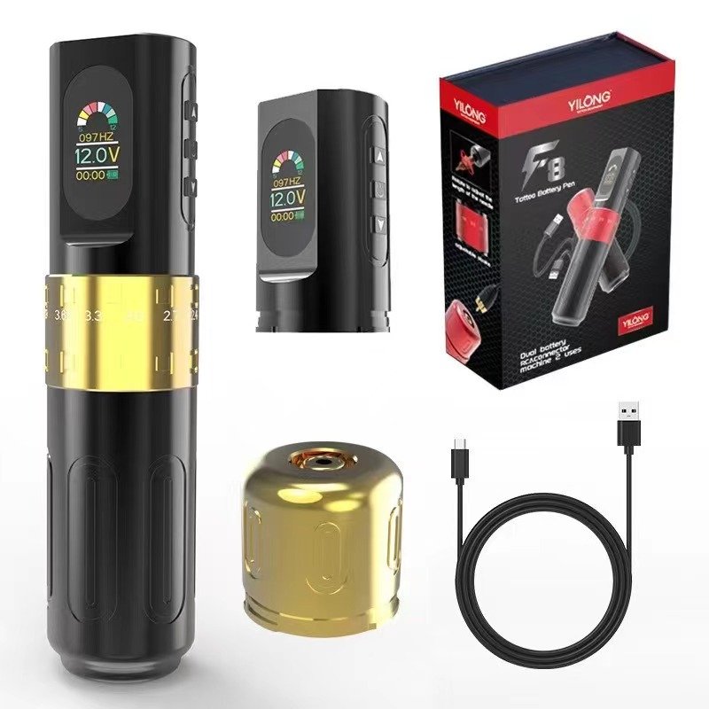 High Quality Adjustable Stroke Wireless Tattoo Machine 2pcs Batteries Tattoo Pen Machine LED Digital display For Tattoo Studio