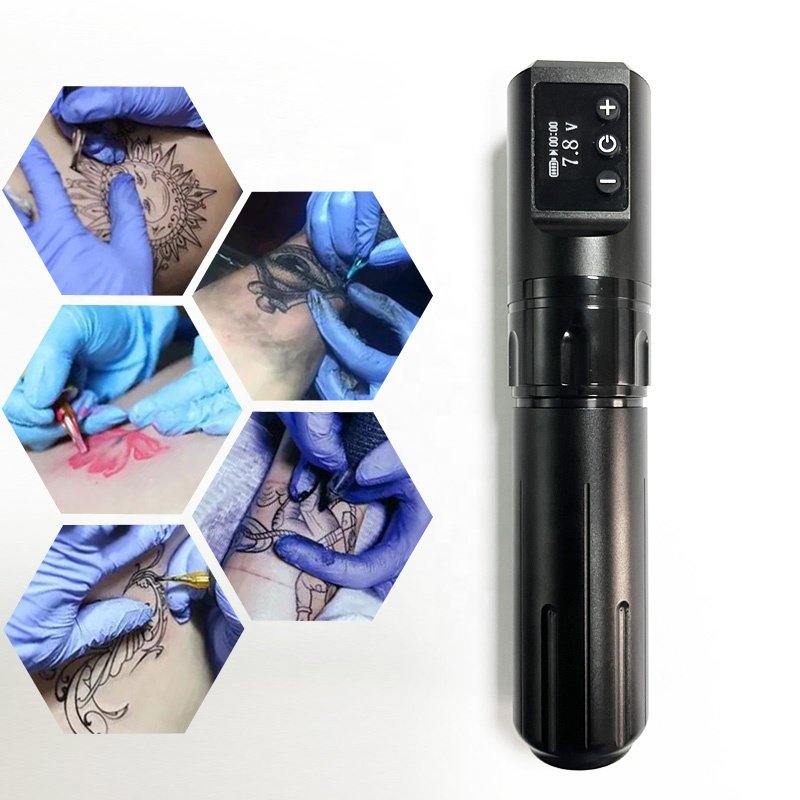 High Quality Professional Adjustable Stroke Rotary Custom Pen Type Machine Gun Full Complete Set Kit Wireless Tattoo Machine