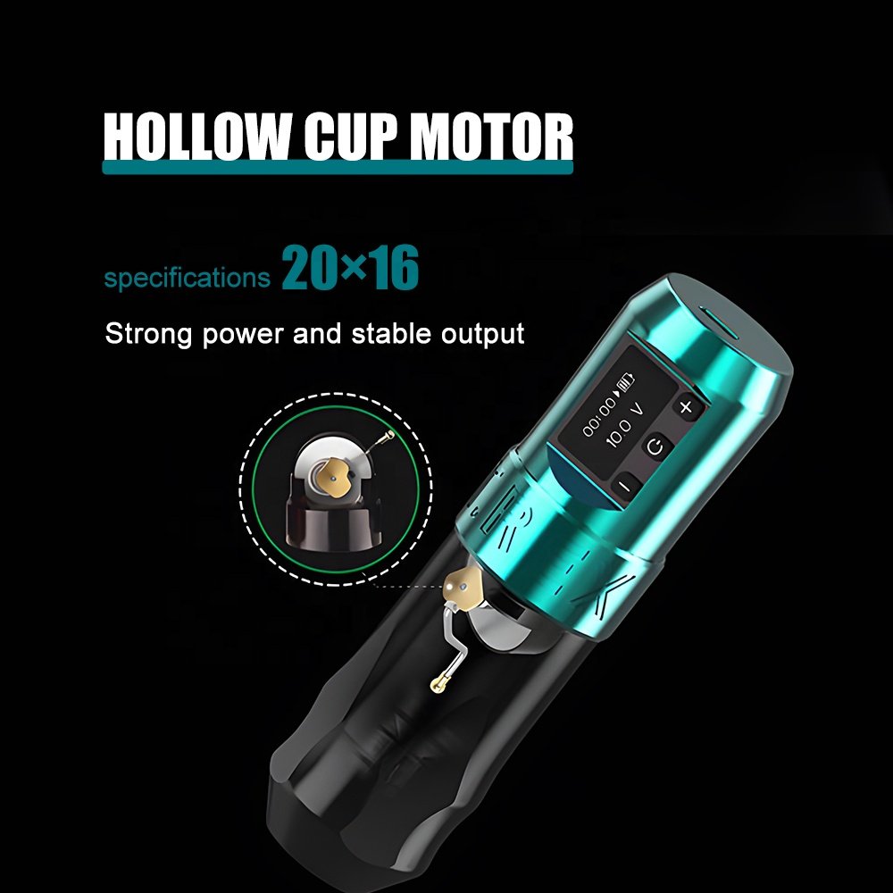 2023 New Professional Wireless Rotary Tattoo Pen 4mm stroke for Artist Body Art with 2 battery