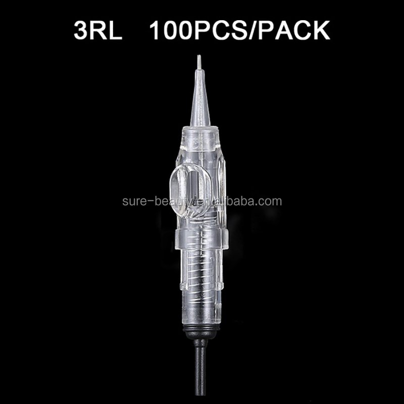 Permanent Microblading Clear Easy Click Tattoo Microblading Cartridge Needle with Black End Tip